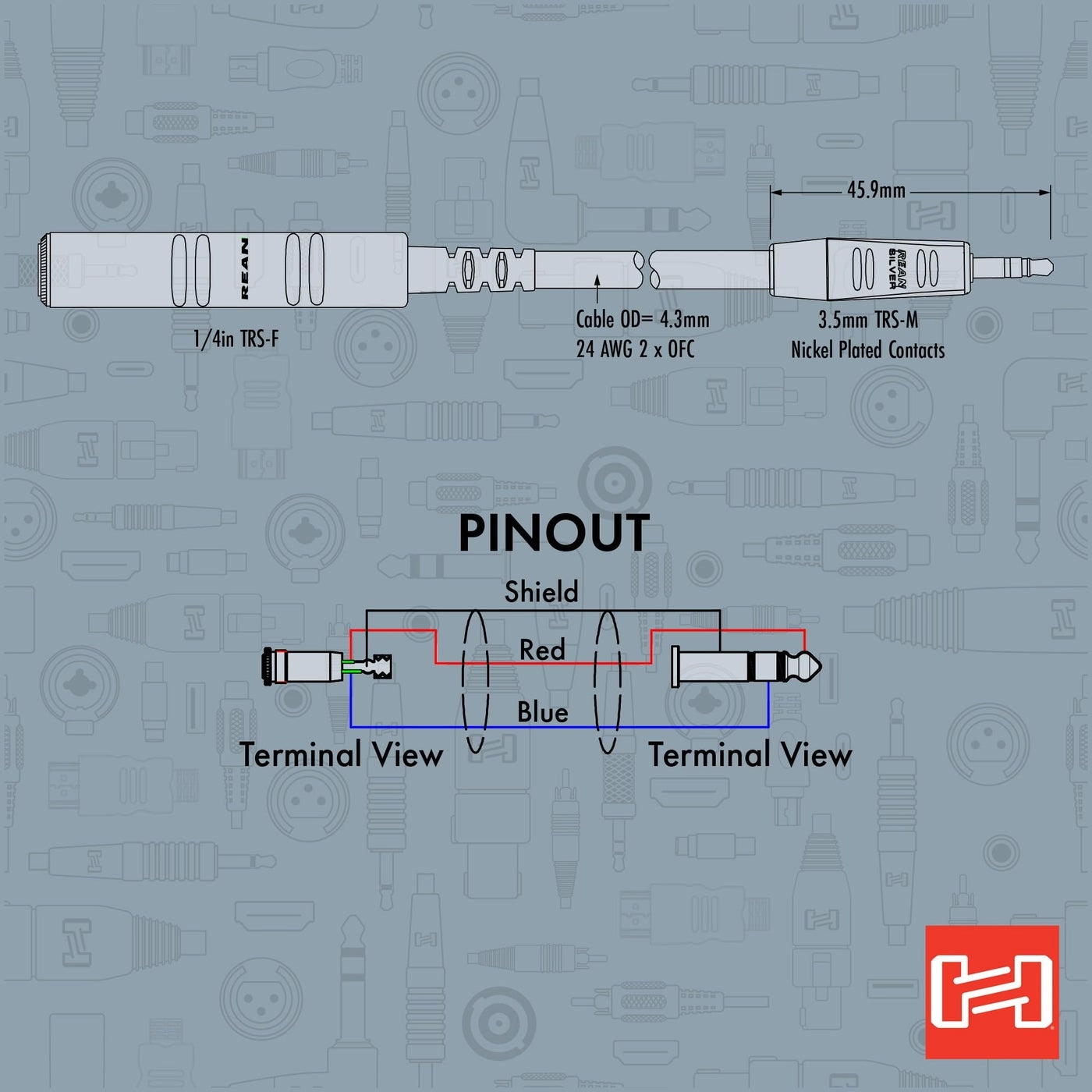 Headphone Adaptor Cable for Universal - 3.5 mm TRS to 1/4 Inch TRS