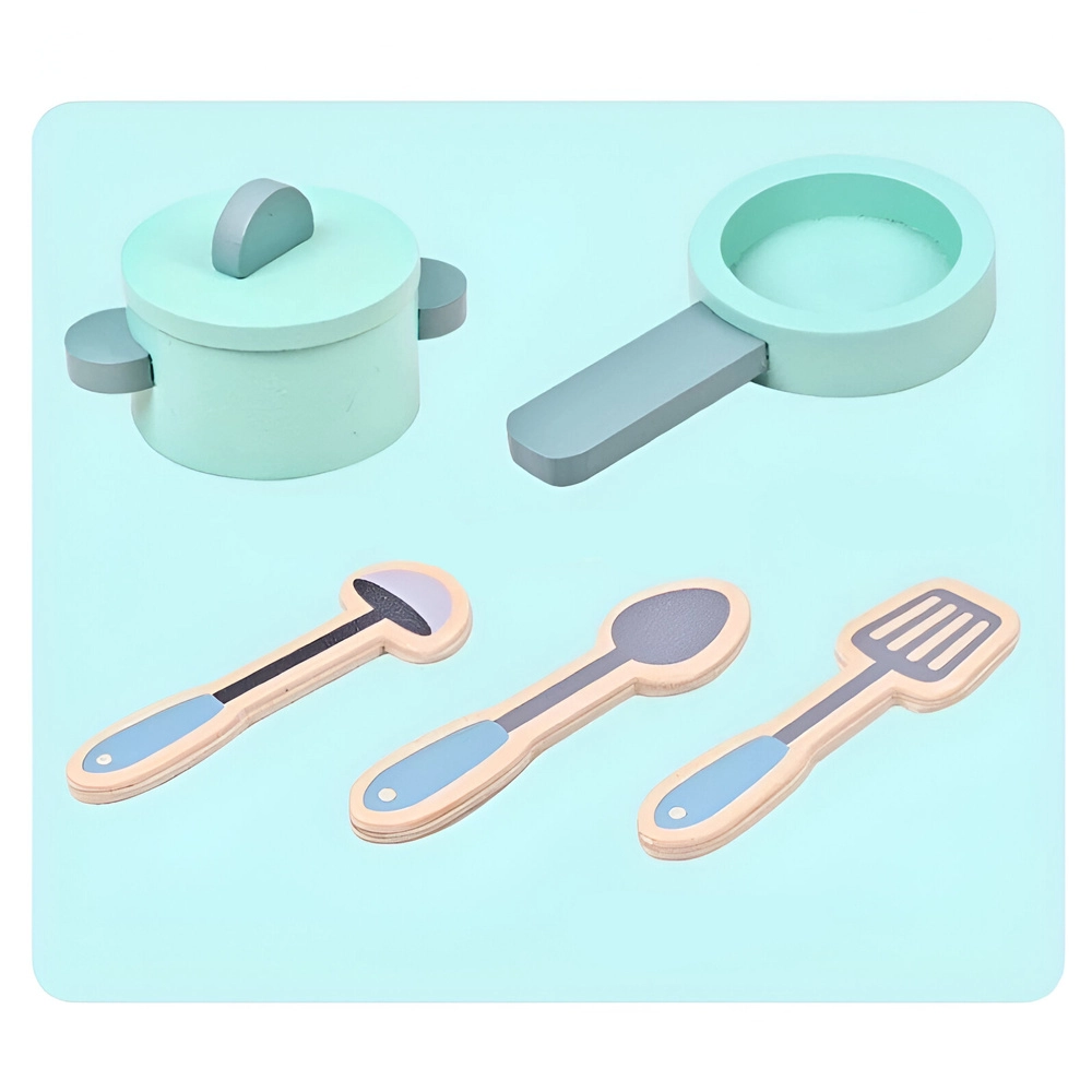 Wooden Pretend Play Kitchen - 8 pcs (4092083-LS_KPS_GY)