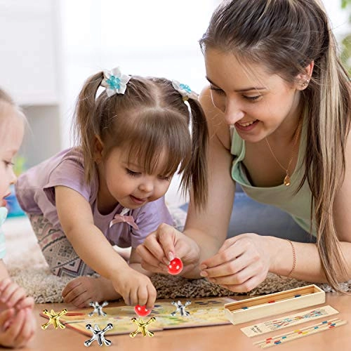 Jacks Game - 20 Jacks + Wooden Pickup Sticks - 31 Pieces Kid