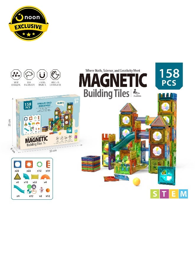Magni Mates Magnetic Building Tiles Track Set - 158 pcs