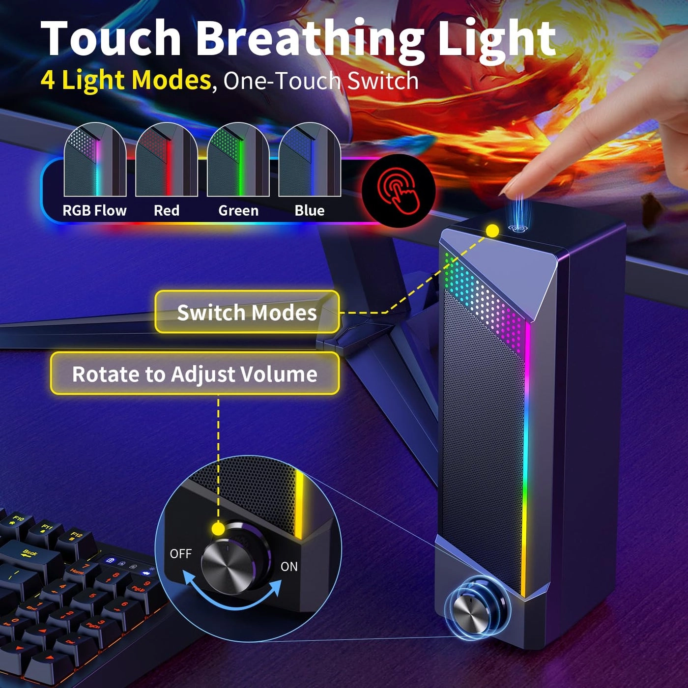 Computer Speakers - 2 in 1 RGB USB Powered