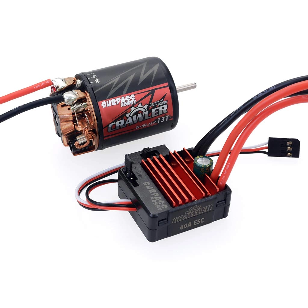 DollaTek 13T 5-Slot Brushed Motor + 60A Brushed ESC + Programming Card - 1/10 brushed