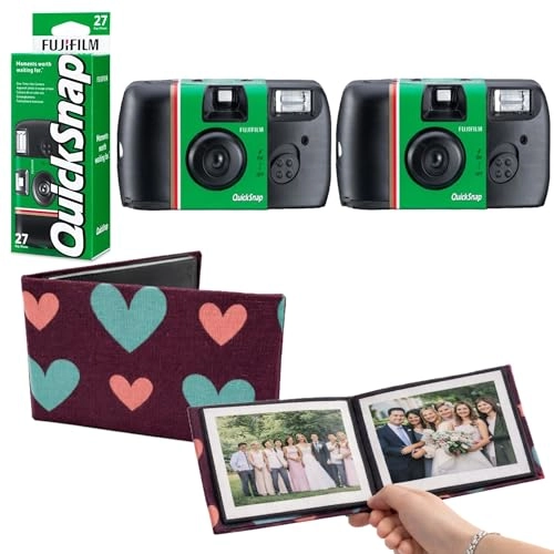 QuickSnap Flash 400 - 27 exposures ISO 400 + 36 Slot Photo Album - Purple Heart Fabric