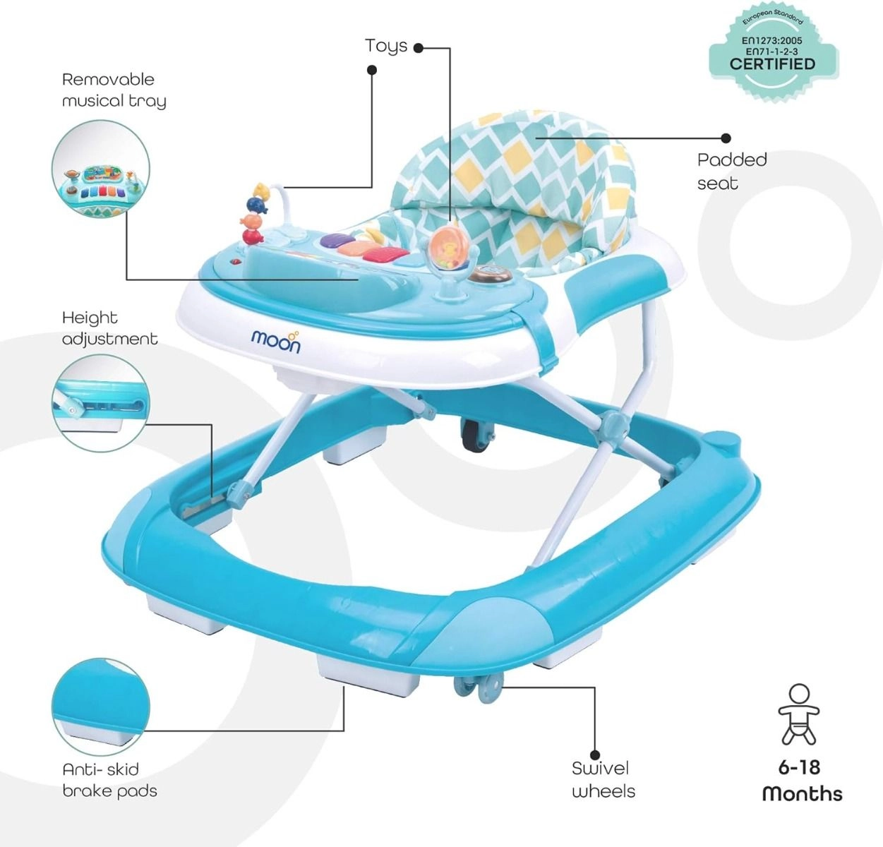 Baby Push Activity Walker - Blue 6 months & above