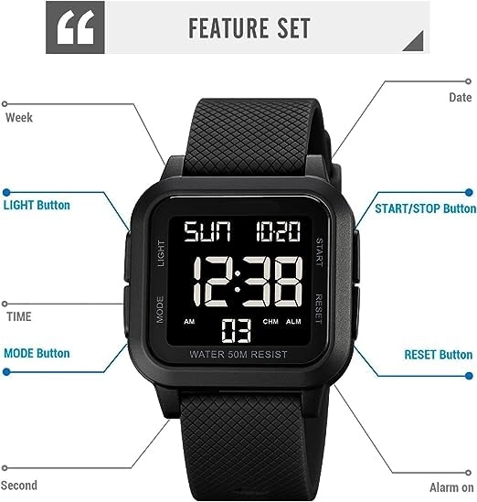 Sport Digital Watch 40mm Acrylonitrile Butadiene Styrene