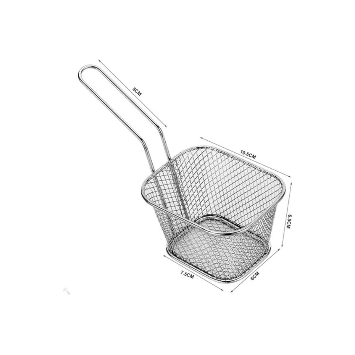 mini square fry basket - stainless steel 5-pack