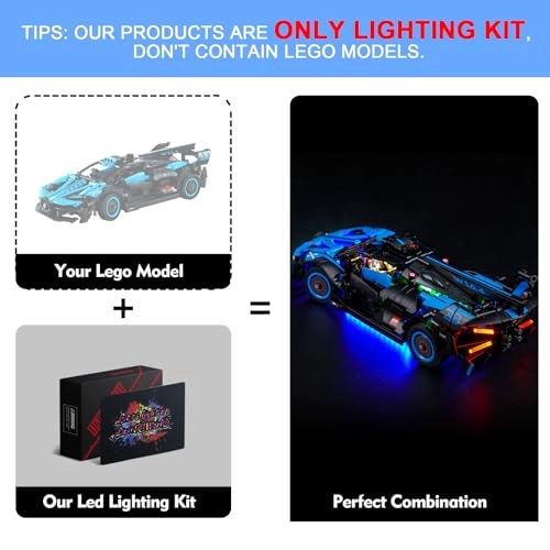 Led Light Kit - Plastic 1 for LEGO Technic Bugatti Bolide Agile Blue 42162