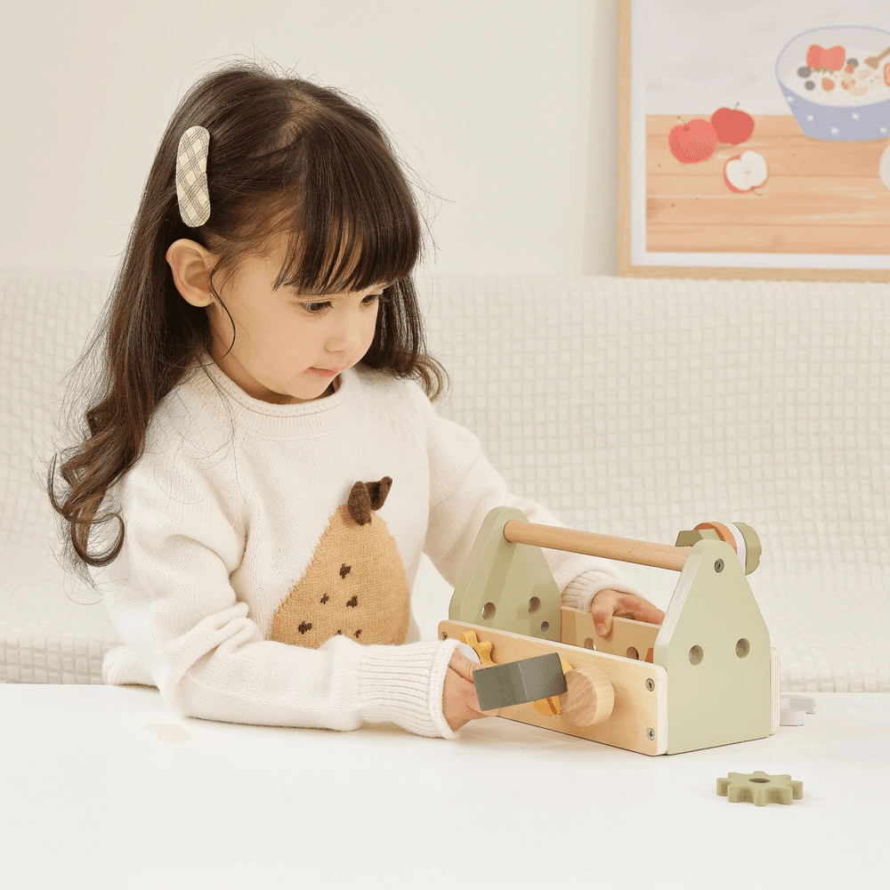 Wooden Tool Box Set - Suitable for 3 years and above 13 wooden components