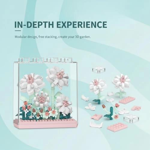 Gardenia Flower Bouquet Building Set - Acrylic Dust Cover Modular