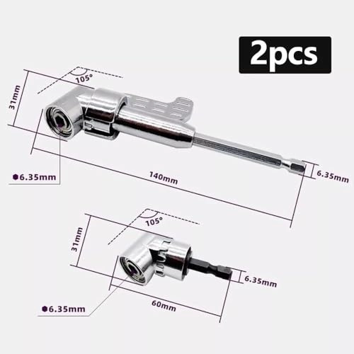 105°1/4 Inch Right Angle Drill Adapter - Long and Short Extension chromium-vanadium alloy steel