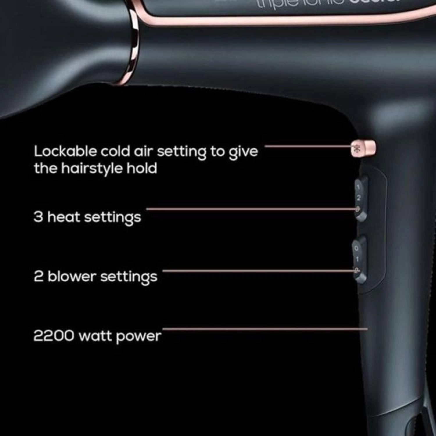 HC80 - 2200W Hair Dryer Black