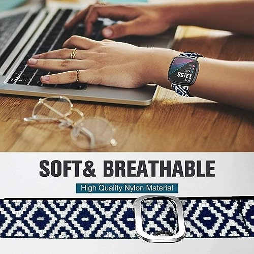 Watch Band for H80 1.47 Inch - Cotton Blue Grid 125-220 mm