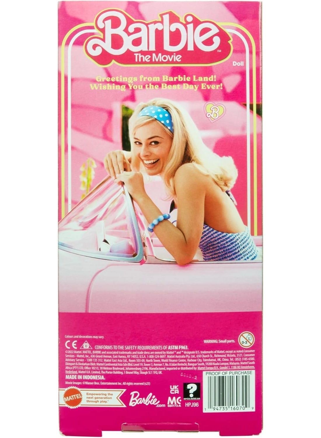 Margot Robbie as Barbie Collectible Doll - Pink Gingham Dress Posable Ages 3+