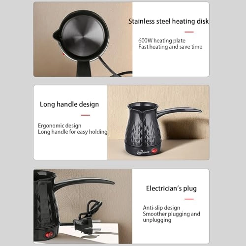 Fast Heating Electric Coffee Maker - Portable Removable Handle