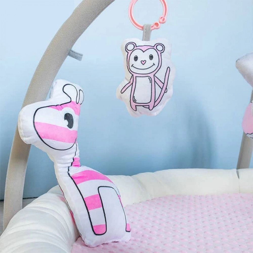 Baby Round Comfy Gym Play Mat - Pink Suitable for 3 months & above