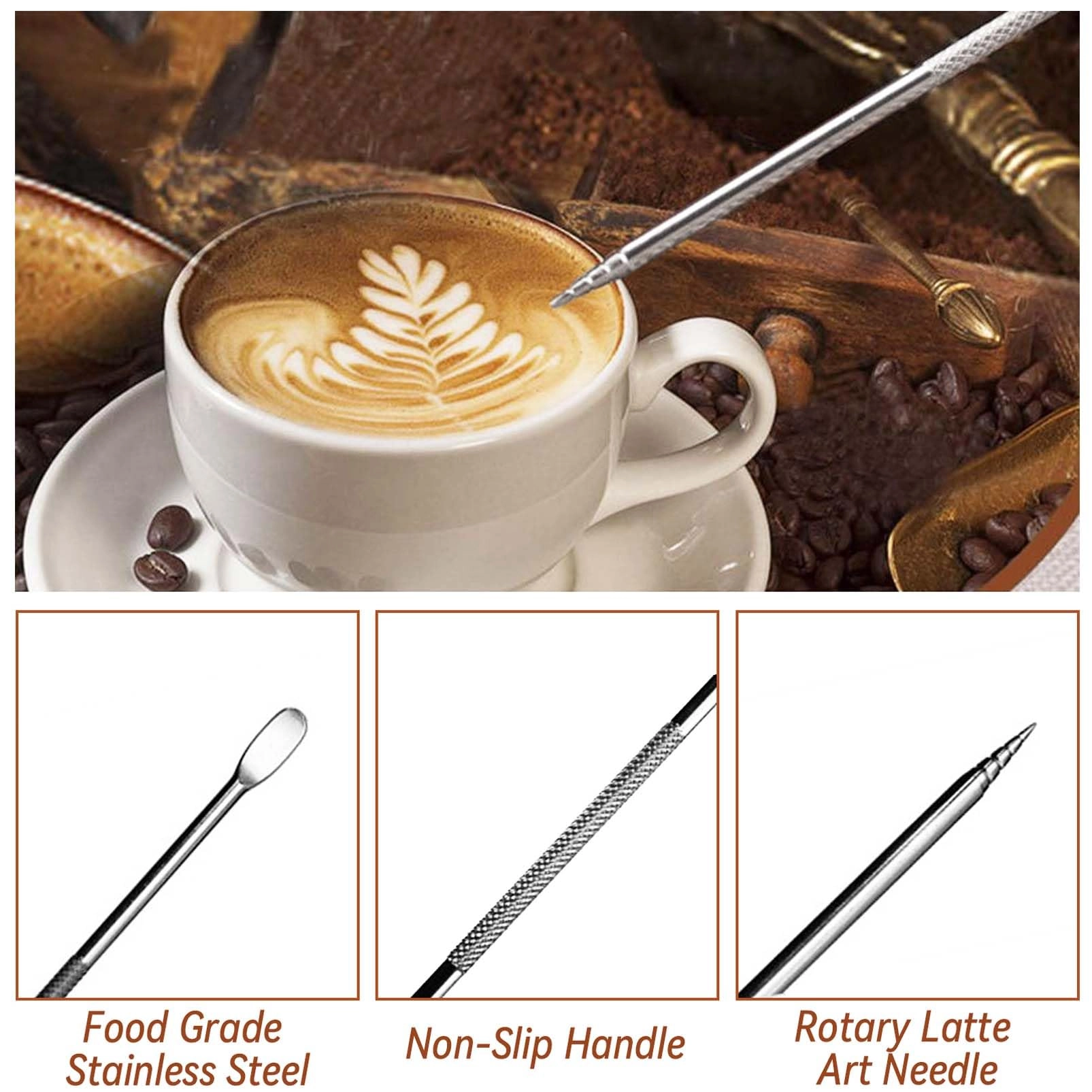 Espresso Tamper - 51mm + WDT Tool + Frothing Pitcher - 350ml + Latte Art Pen + Coffee Stirrer + Tamper Mat + Coffee Stencils - 16pcs