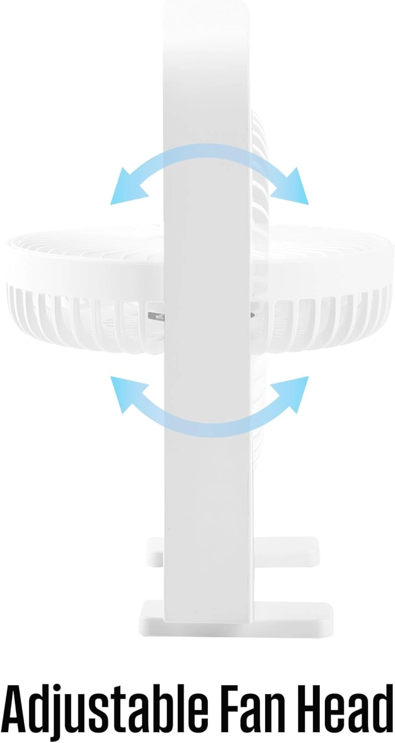 Rechargeable Desk Fan - LED Night Light 4-Speed USB