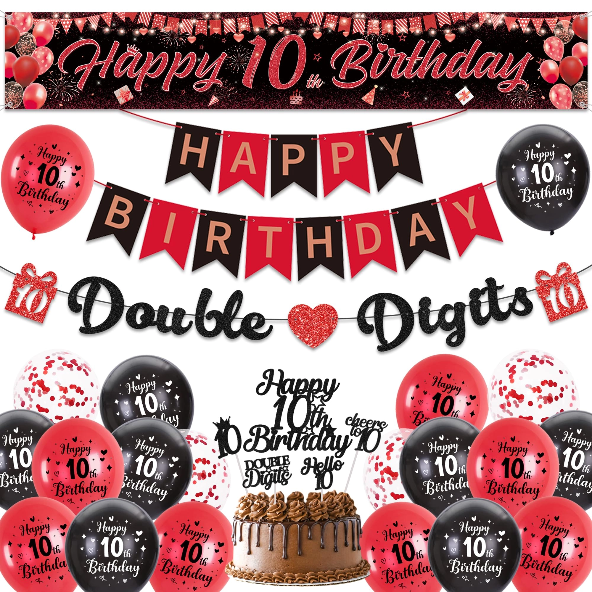Sroeeshee 10th Birthday Decorations - 44.0 Count Birthday