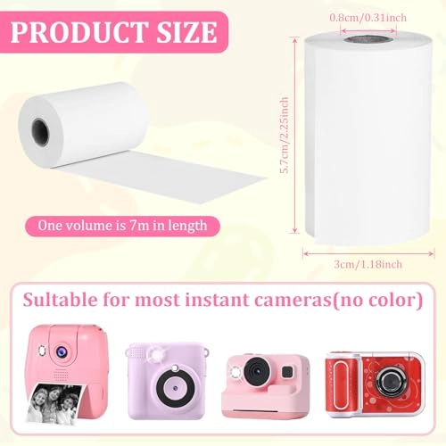 Kids Instant Camera Refill Print Paper - 20 Rolls 2.25x1.18 Inch