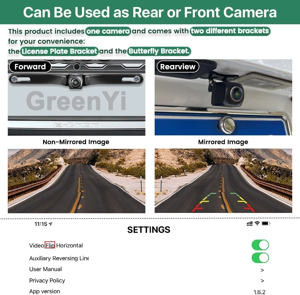 WiFi Car Wireless Backup Camera - Night vision 5G WIFI 1280*720p