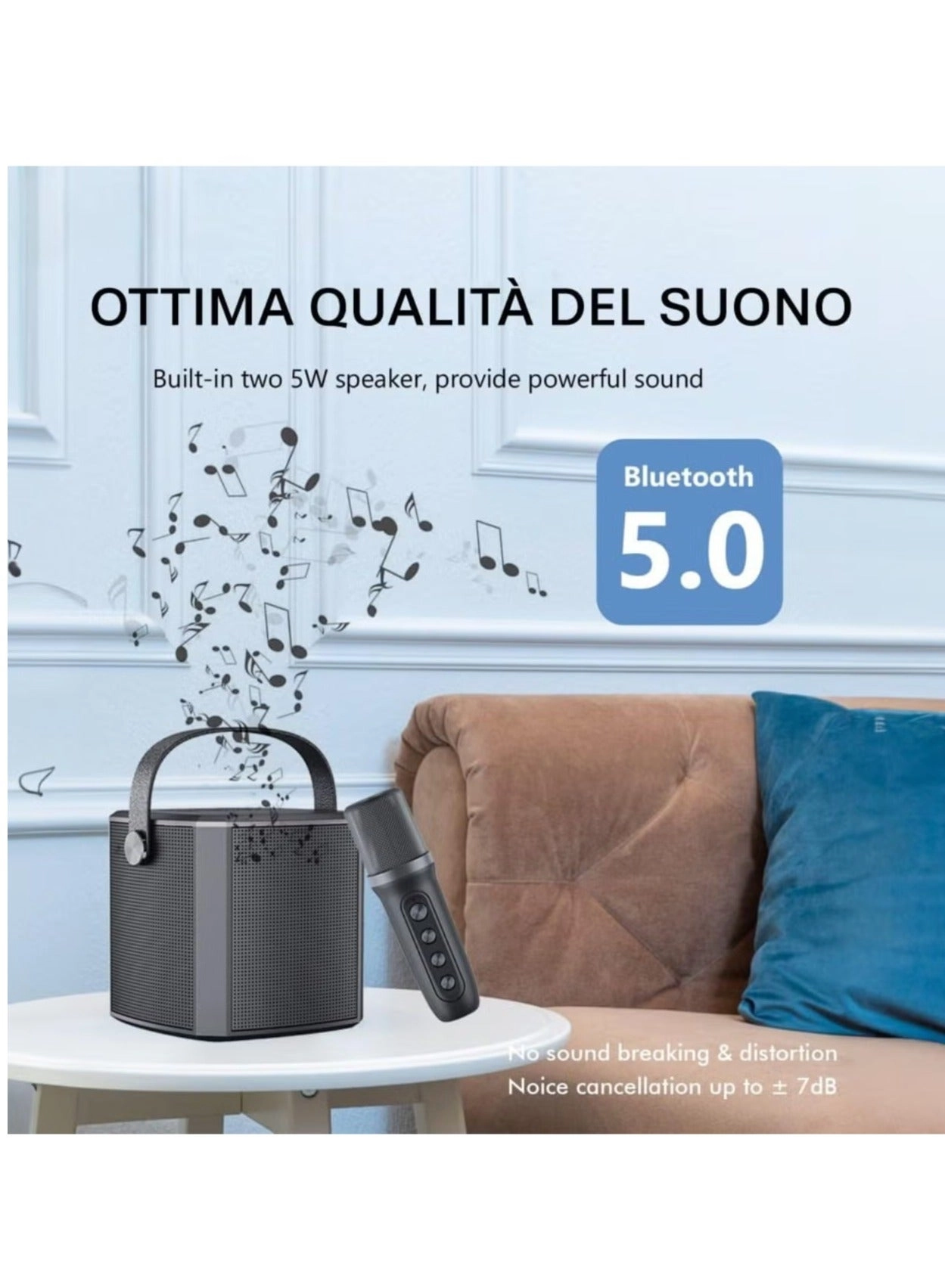 Portable Bluetooth Speaker PA System - 2 Wireless Microphones