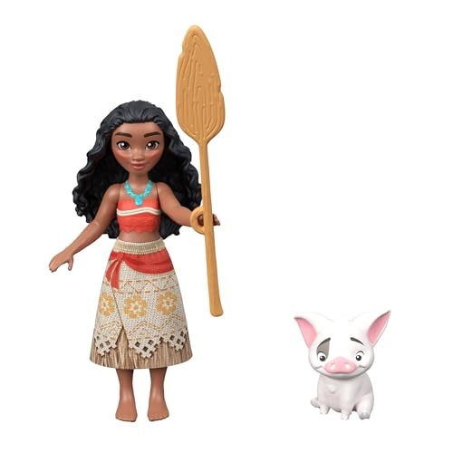 Moana Small Doll - 9 cm + Maui Small Doll + Gramma Tala Small Doll + Pua Figure + Crab Figure + Accessories