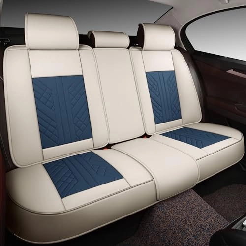 Bench Seat Cover - Universal Fit Faux Leather Black with Red Strip