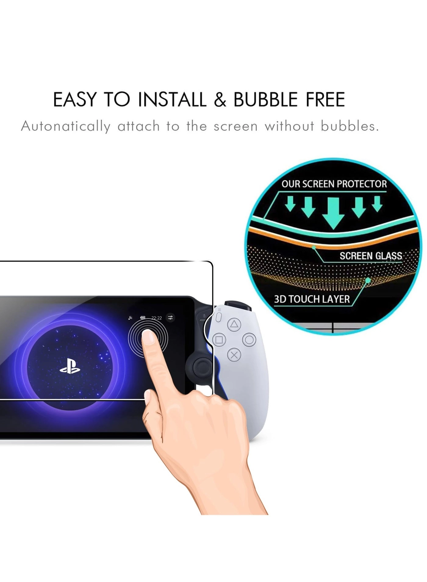 Screen Protector for Sony Playstation PS5 Portal - 2-Pack Tempered Glass Anti-Fingerprint