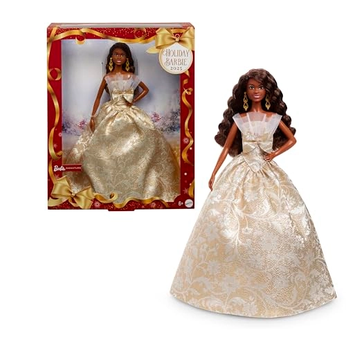 Signature 2025 Holiday Fashion Doll - Black Hair Silver & Gold Gown Ages 6+