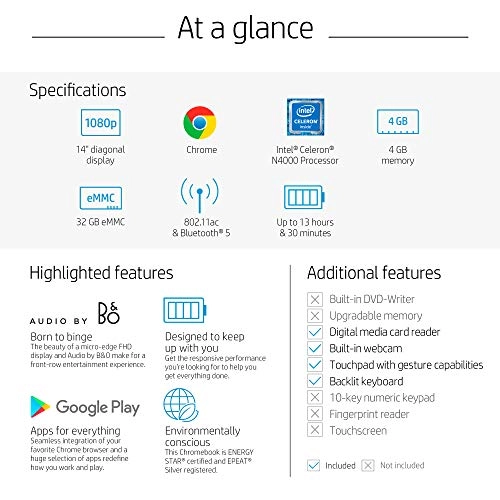Chromebook 14 14a-na0010nr - 14'' Celeron N4000 4GB DDR4 32GB eMMC
