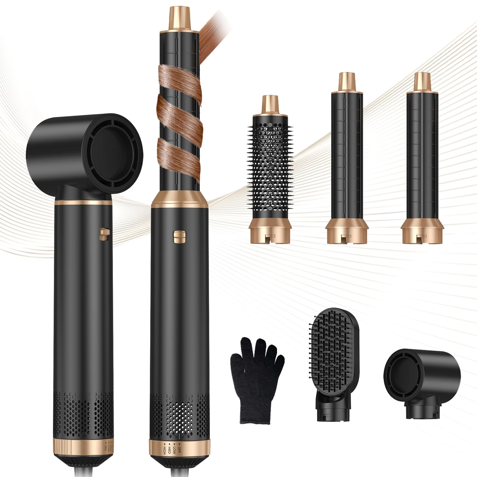 5 in 1 Blow Dryer Brush - Green Gold 800 watts