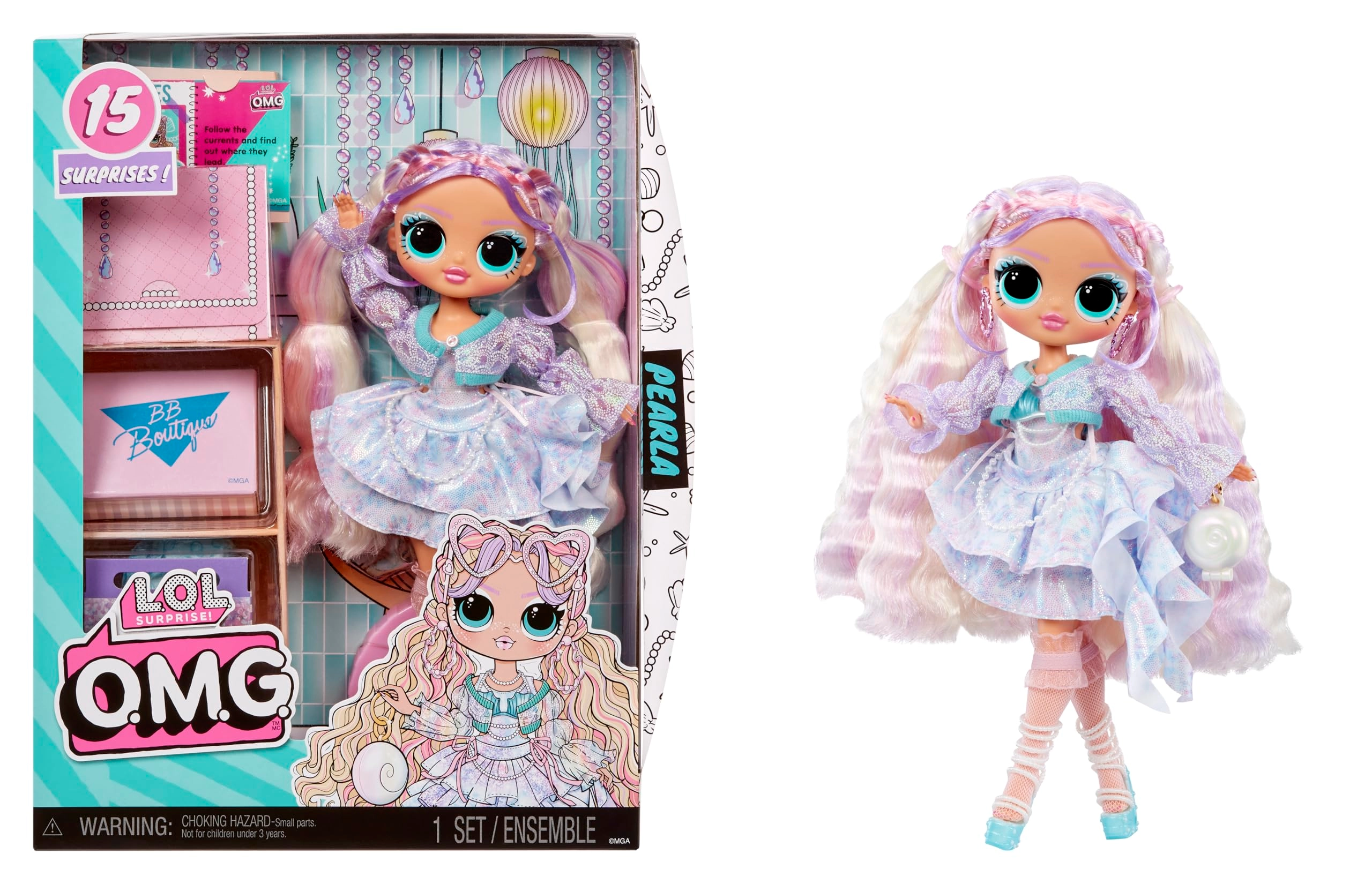 LOL OMG Pearla Fashion Doll - 15 Surprises Mermaid Themed Ages 4+