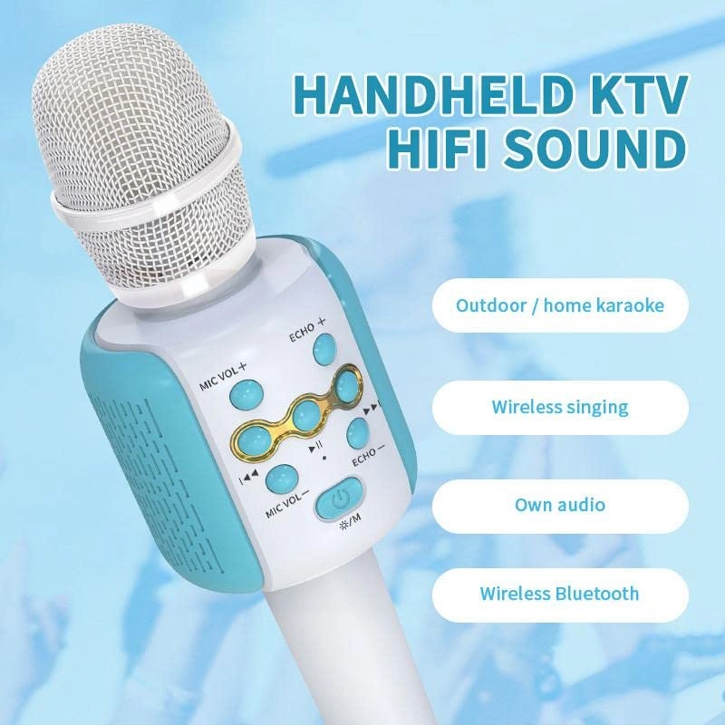 Wireless Karaoke Mic - 2-in-1 Built-in Speaker Black