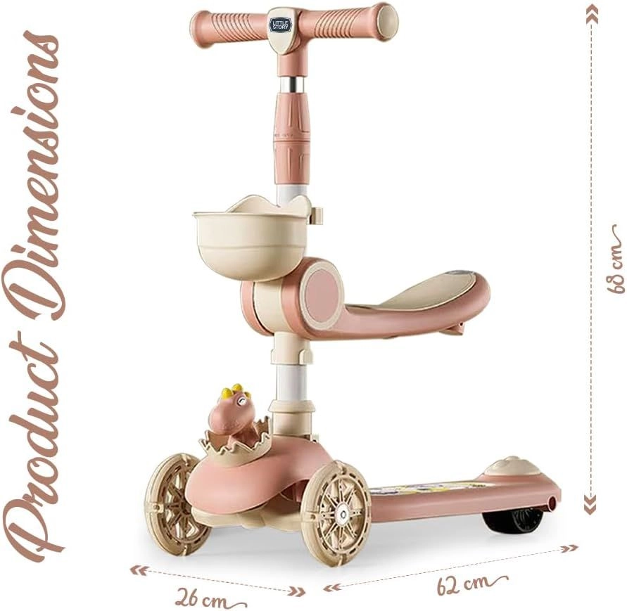 Kids Scooter And Ride On - Dinosaur Kick Scooter – LED Foldable