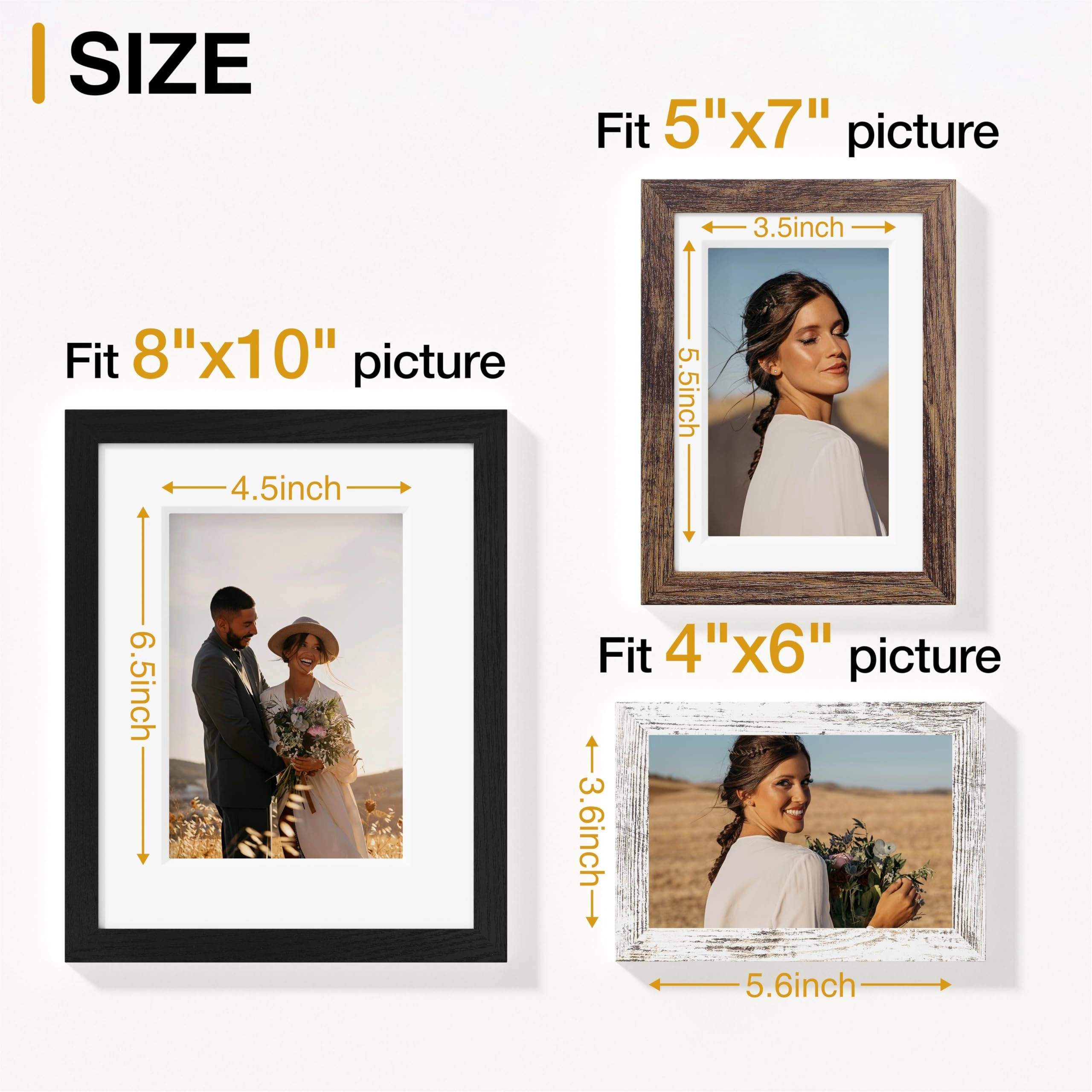 Picture Frames Set - 10 Pack Rustic Grey