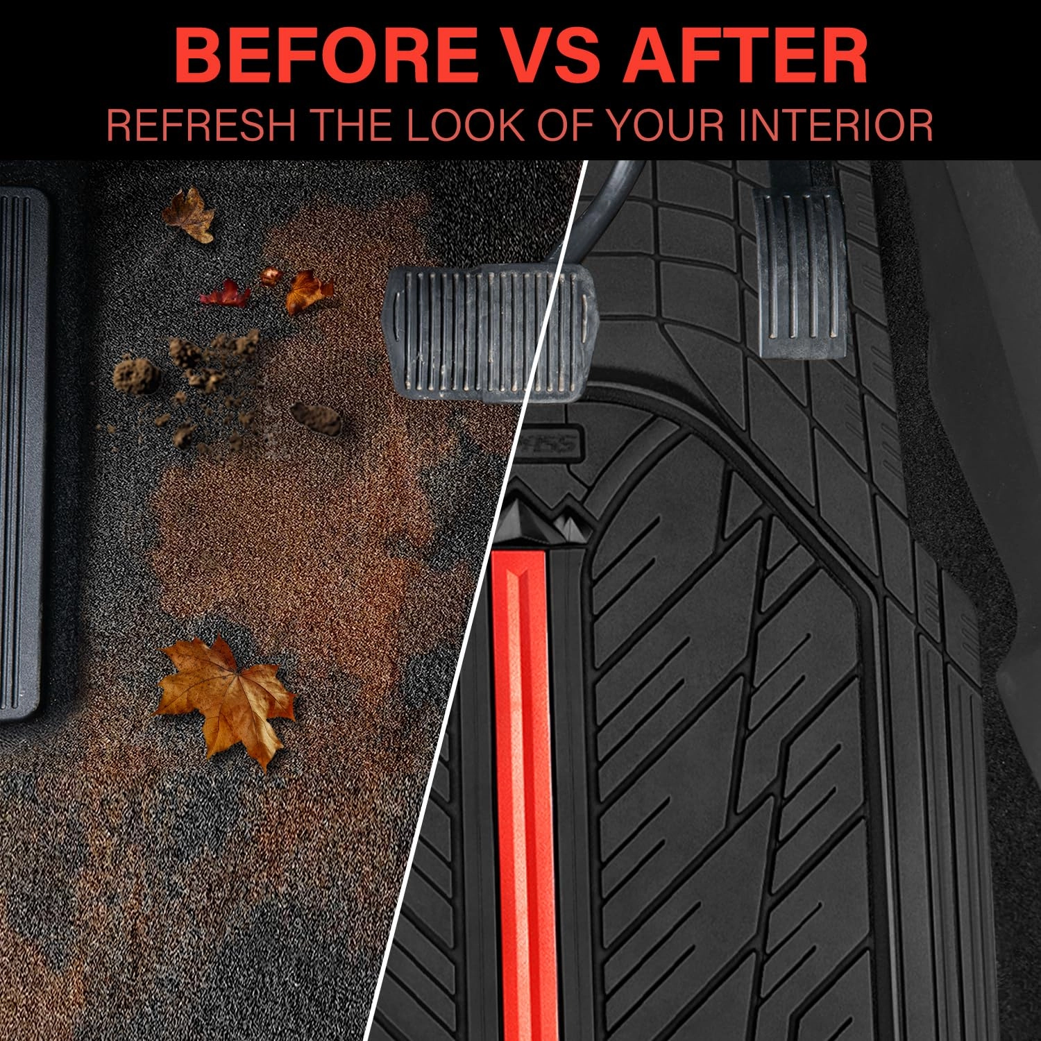 Rubber Floor Mats - All Weather Trim-to-Fit 3-Piece