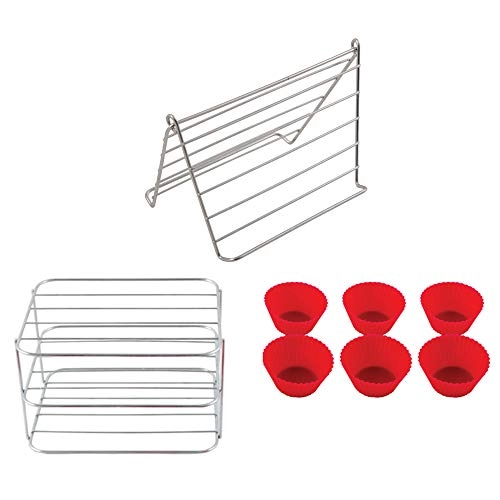 Silicone Egg Liners + Stainless Steel Toaster Rack + Stainless Steel Bacon Rack - Stainless Steel 6 piece(s)