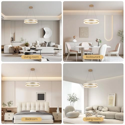 Round LED Chandelier - 3000K–6000K Dimmable
