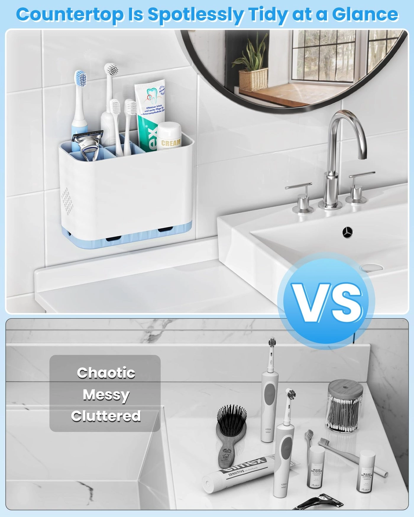 Toothbrush and Toothpaste Holders - Countertop Detachable 5 Slots