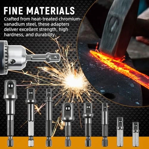 Drill Bit Adapter Set - 8PCS 1/4" 3/8" 1/2-Inch Hex Shank