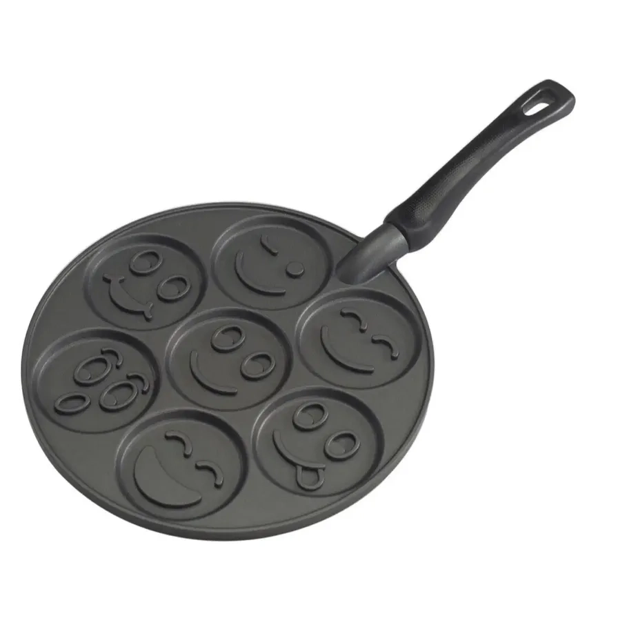 Nordic Ware Round Smiley Face Pancake Pan - non-stick coating