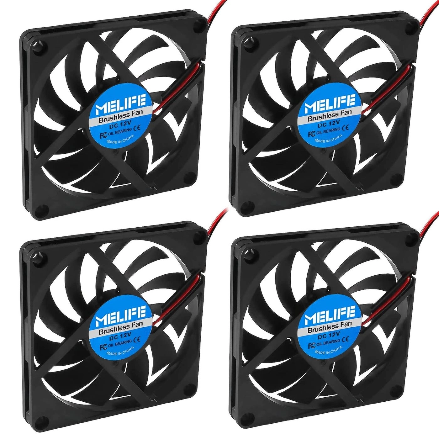 MELIFE DC Exhaust Cooler Fan - 4 Pcs 80x80x10