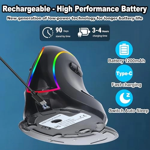 Ergonomic Mouse - Bluetooth (5.0/3.0) USB