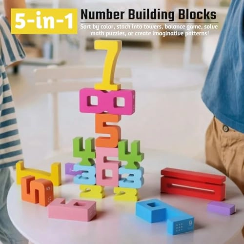 Wooden Number Building Blocks - 3 years and up 20PCS