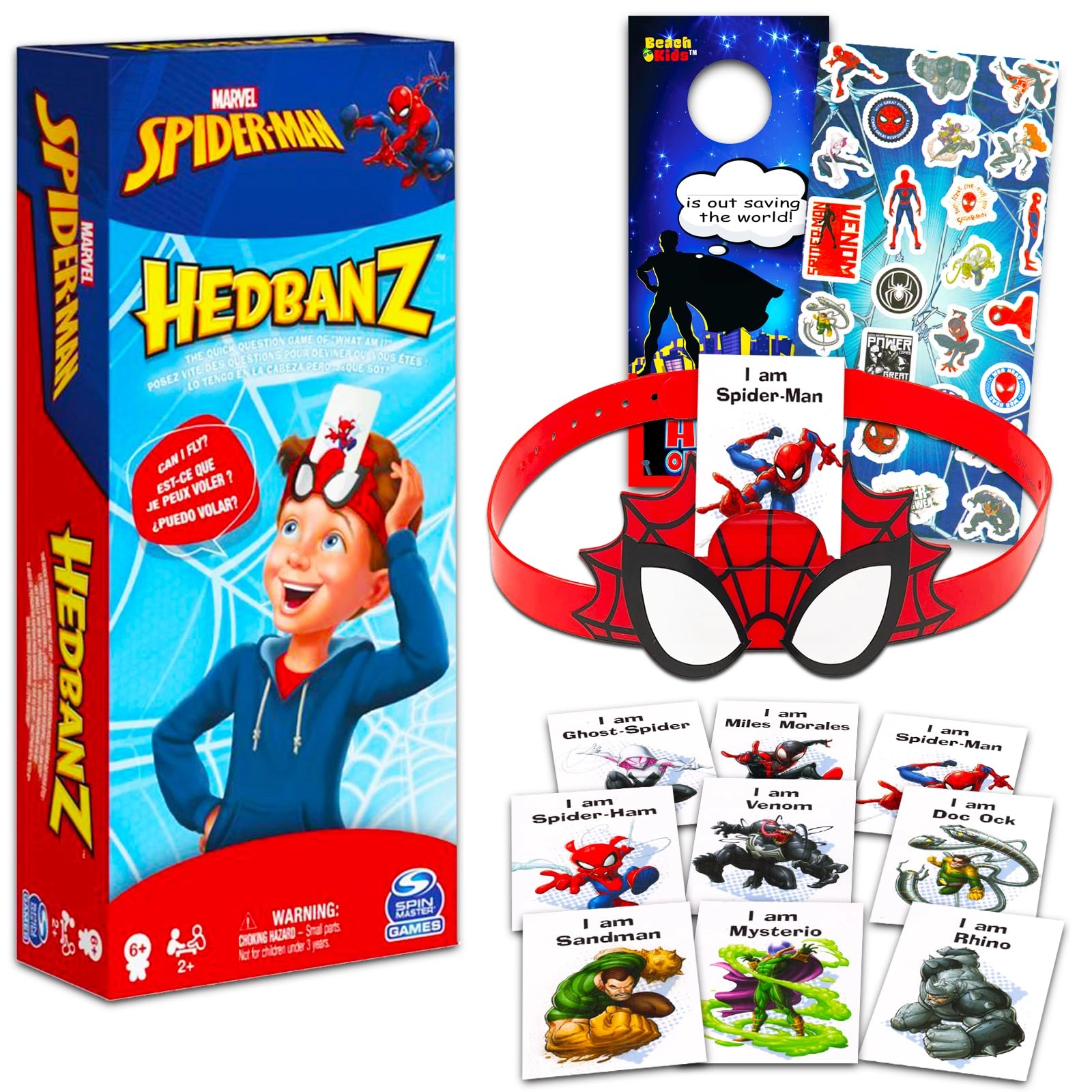 Marvel Spiderman Hedbanz Game - 6 years and up Gift Bundle