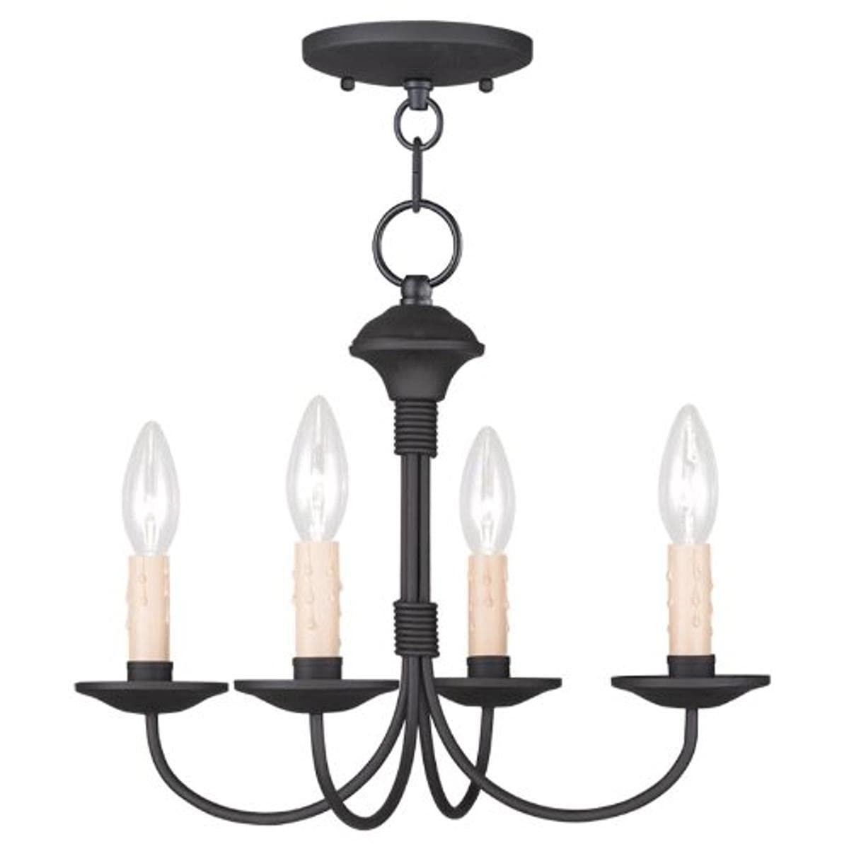 Livex Lighting Heritage - 4 Light Convertible Mini Chandelier Ceiling Mount Black