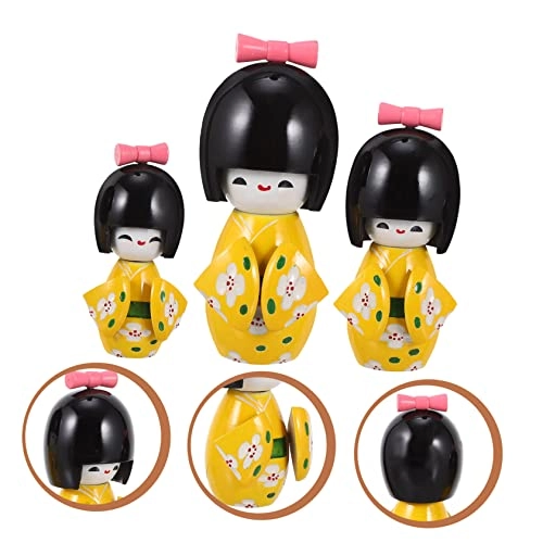 Kimono Doll - 13.5X6X6CM Wooden Yellow Set