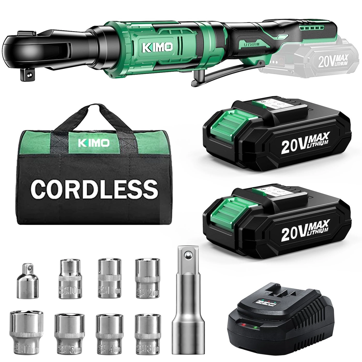 K I M O. Cordless Ratchet Wrench - 74 Ftlbs 38