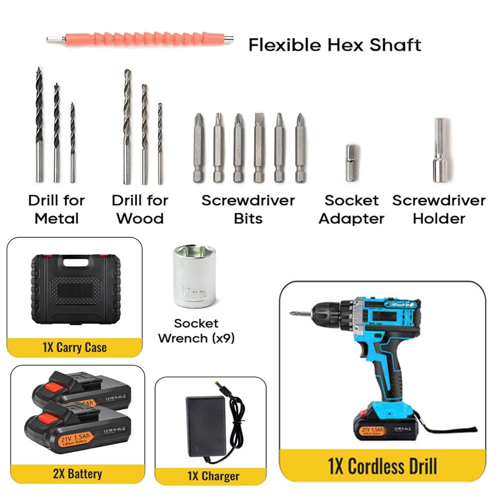 Keyless Cordless Drill - 21V