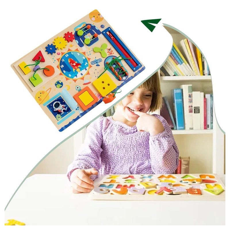 14 In 1 Wooden Busy Board - 3 +